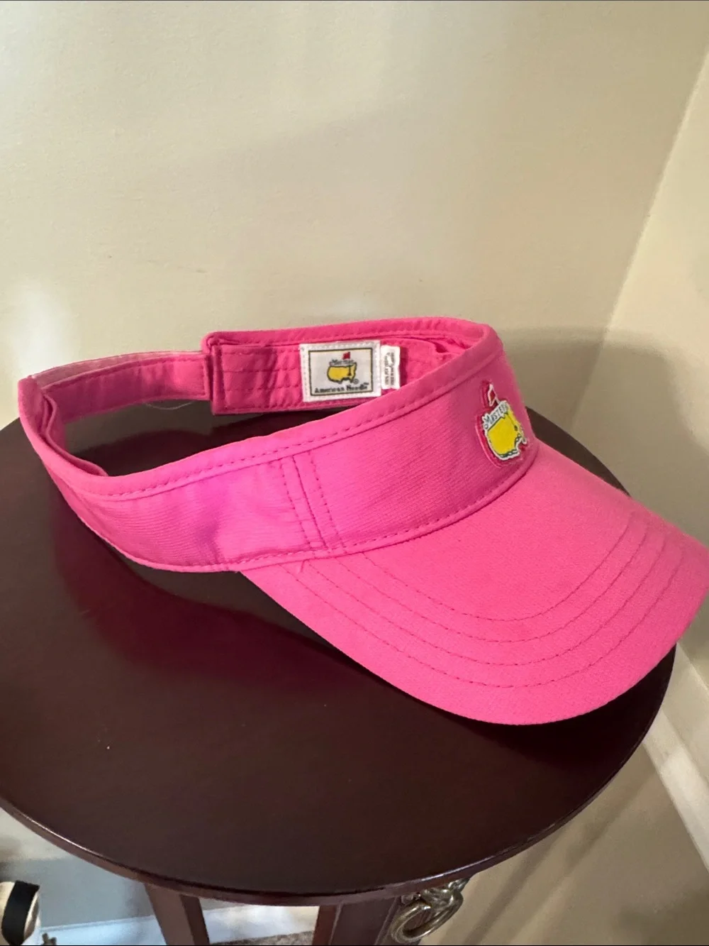 Masters Pink Golf Visor with Yellow Augusta Emblem
